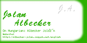 jolan albecker business card
